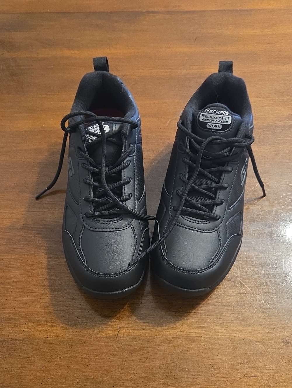 Skechers Black Lace-Up Work Sneakers